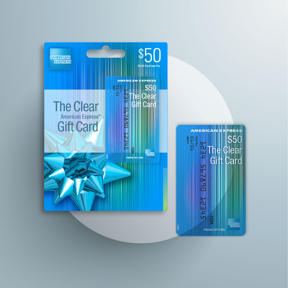 classy and dreamy american express gift card and packaging design using vertical color lines to show translucency of the prepaid card