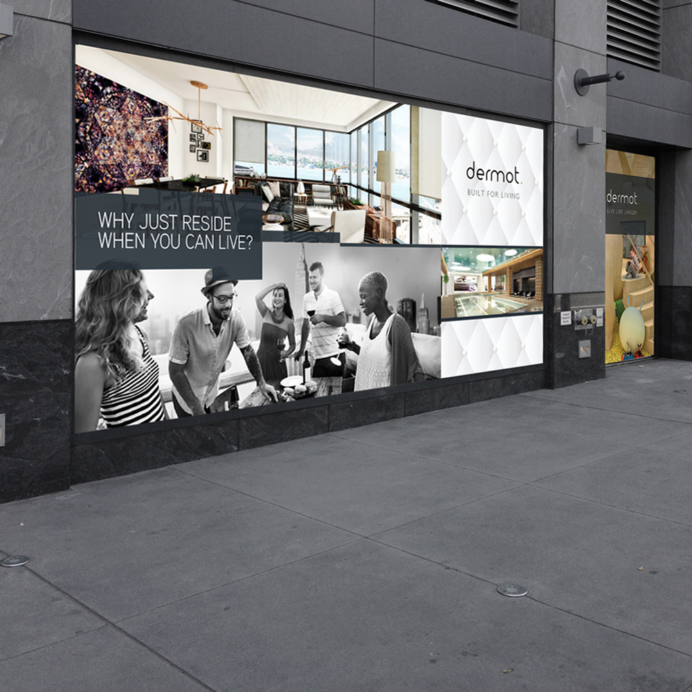 contemporary new york city real estate store front billboard projecting brooklyn funky lifestyle